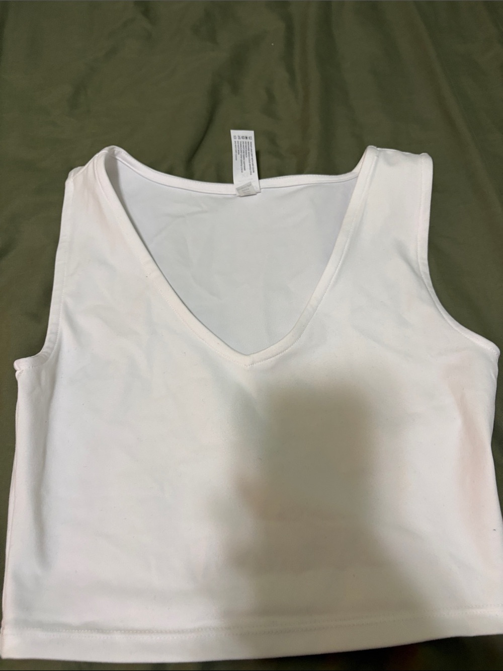 Women's V-Neck White Crop Tank Top